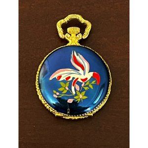 Lady Byron Gold tone Enameled Pendant -17 Jewel Incabloc Mechanical Watch